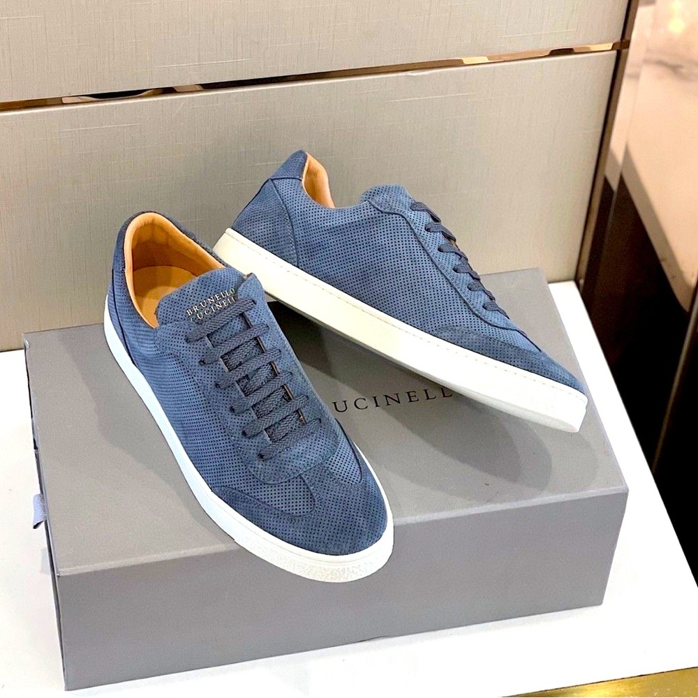 Brunello Cucinelli low top sneakers in Blue/Green hue color size 44